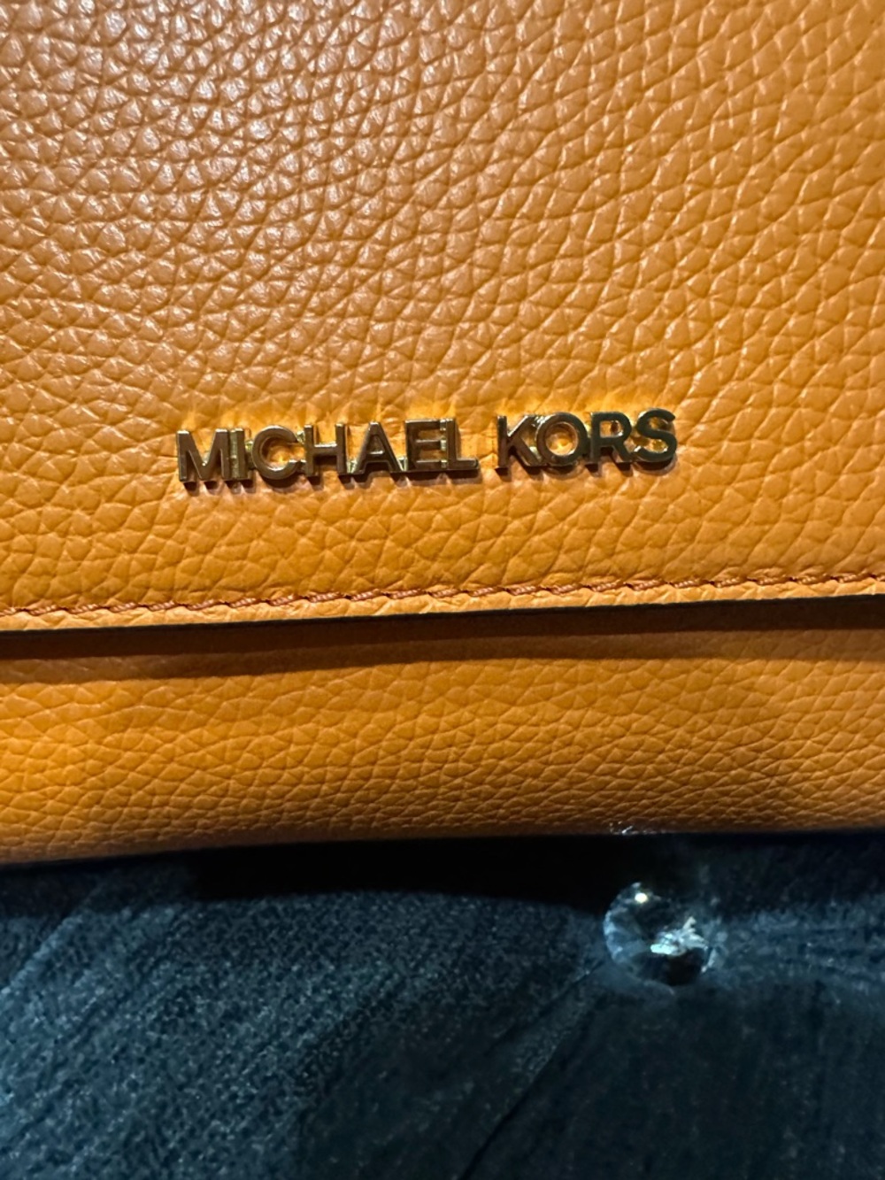 Michael Kors Orange Pebbled Leather Crossbody Bag - Picture 5 of 14